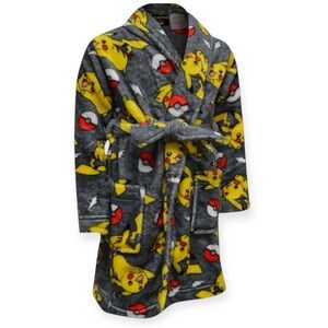 Pokemon Pikachu Yellow and Gray Fleece Robe